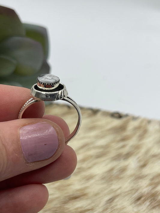 10.0 White Buffalo Circle Ring by Sadie Jim, Navajo