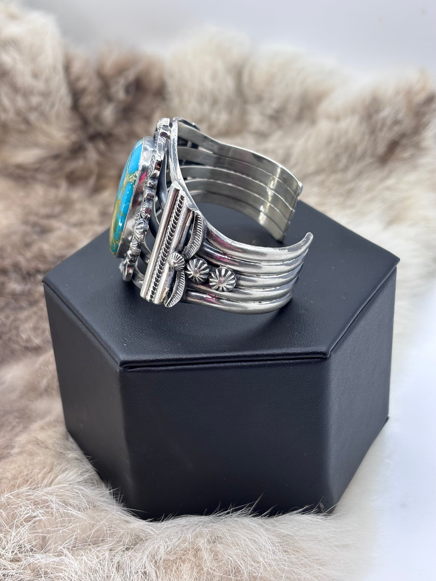 6.25" Sonoran Gold Turquoise Cuff by Tom Lewis, Navajo