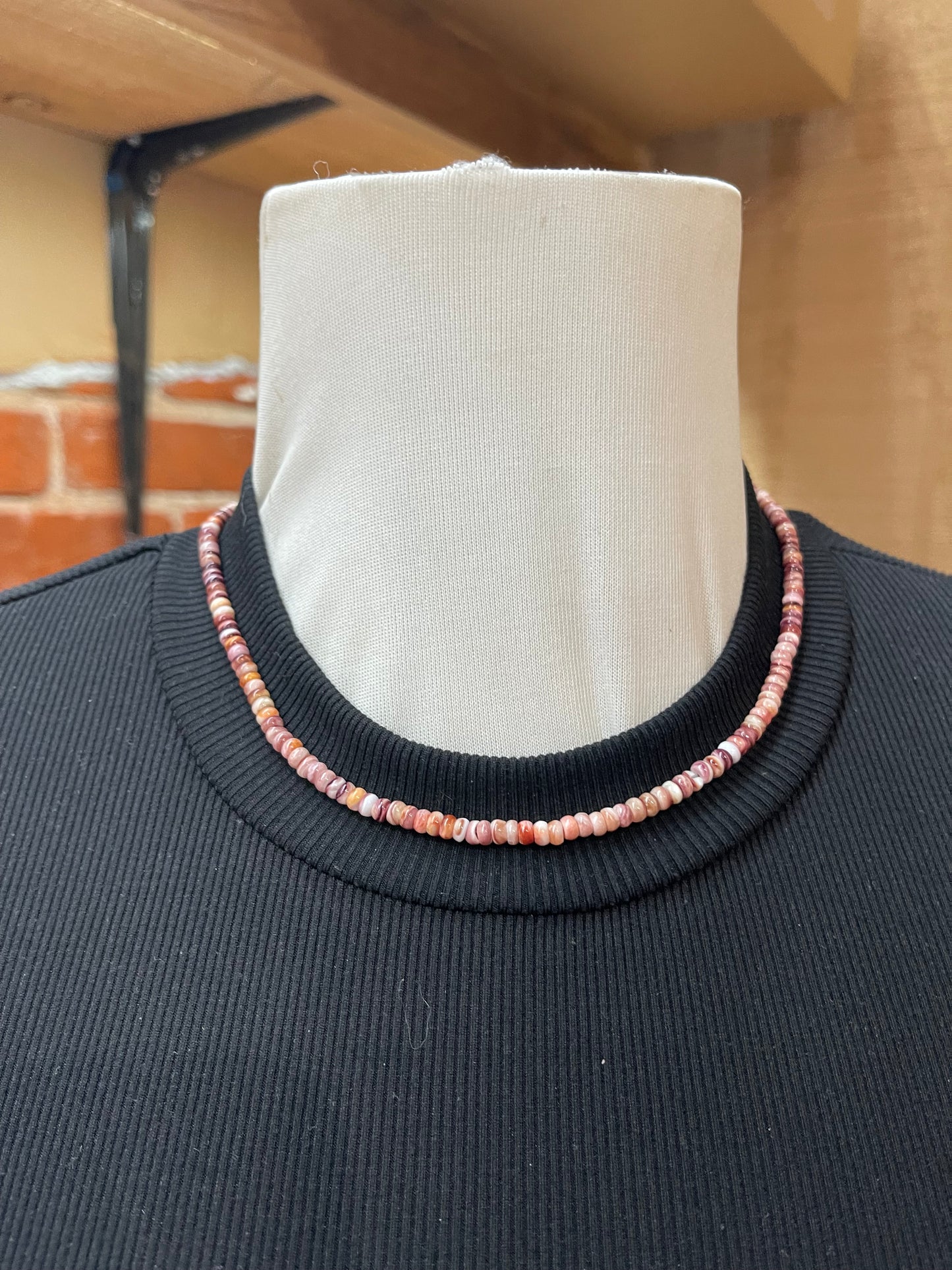 17" 4mm Spiny Oyster Necklace