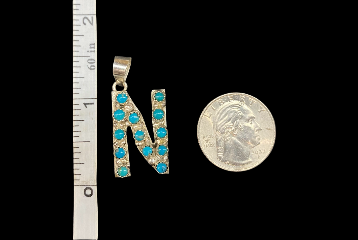 "N" Turquoise Pendant by Scott Skeets, Navajo