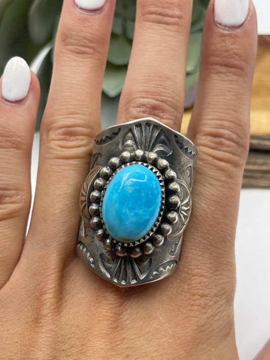 14.0 Turquoise Ring by Boyd Ashley, Navajo