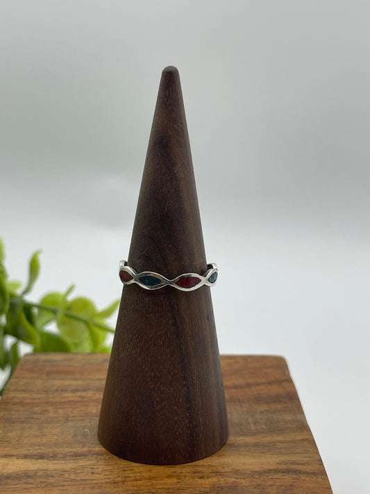 11.0 Turquoise & Coral Chip Inlay Band