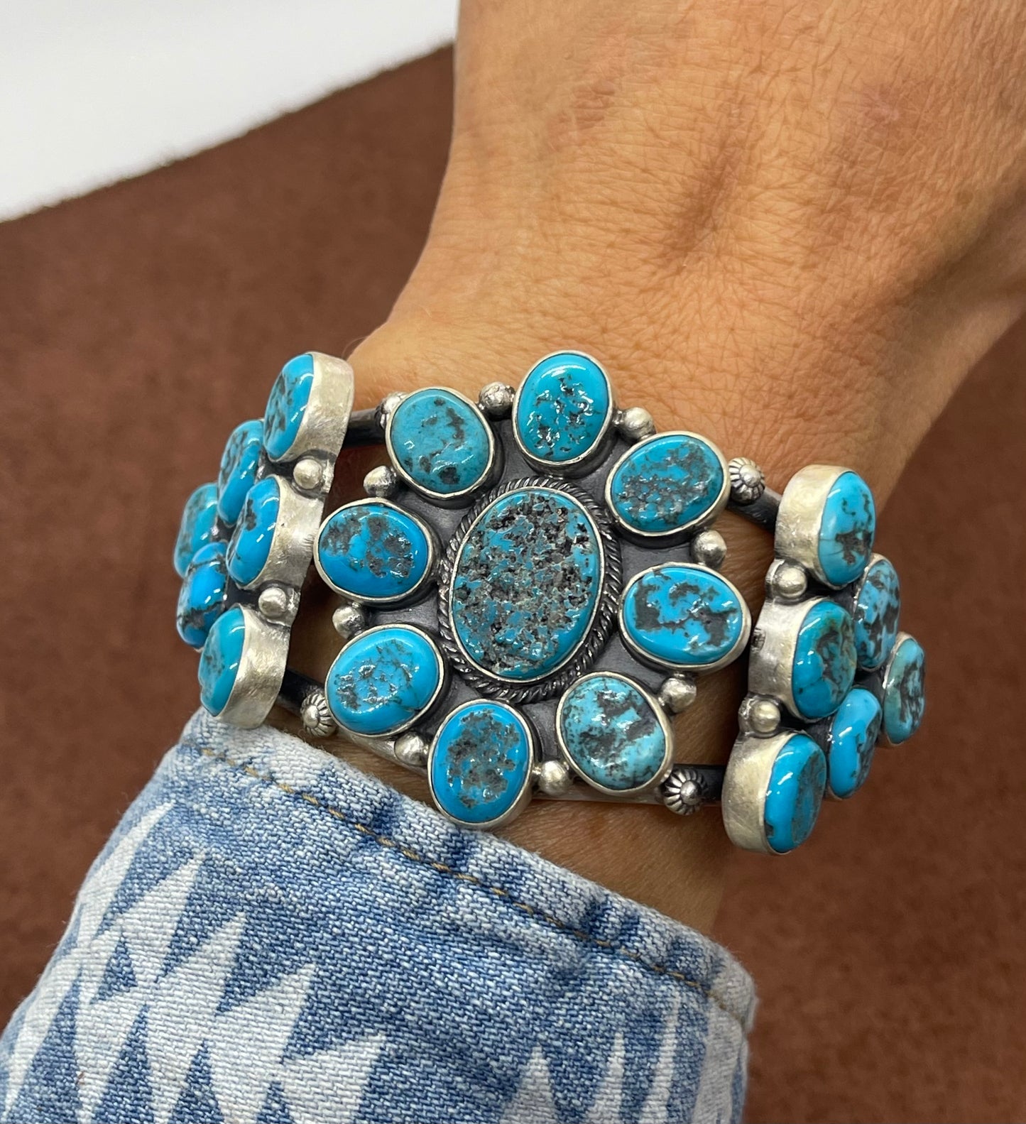 6"-6 3/4" Sleeping Beauty Turquoise Cluster Cuff