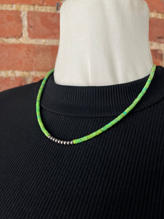 18” Green Turquoise Heishi Bead Necklace