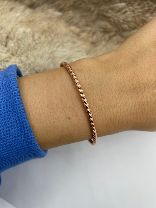 8" Twisted Copper Wire Bangle Bracelet by Elaine Tahe, Navajo