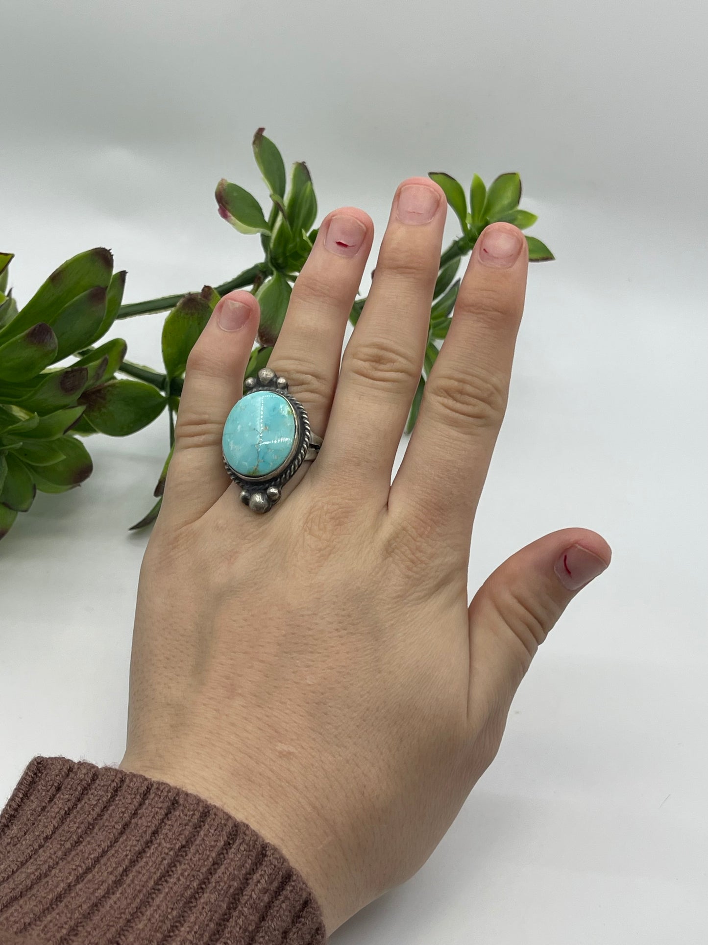 8.0 Sonoran Turquoise Ring By Boyd Ashley, Navajo