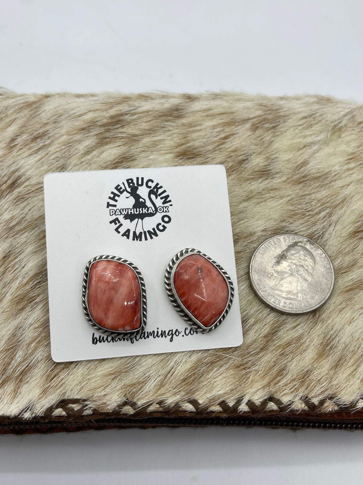 Spiny Oyster Earrings by Chassity Belone, Navajo