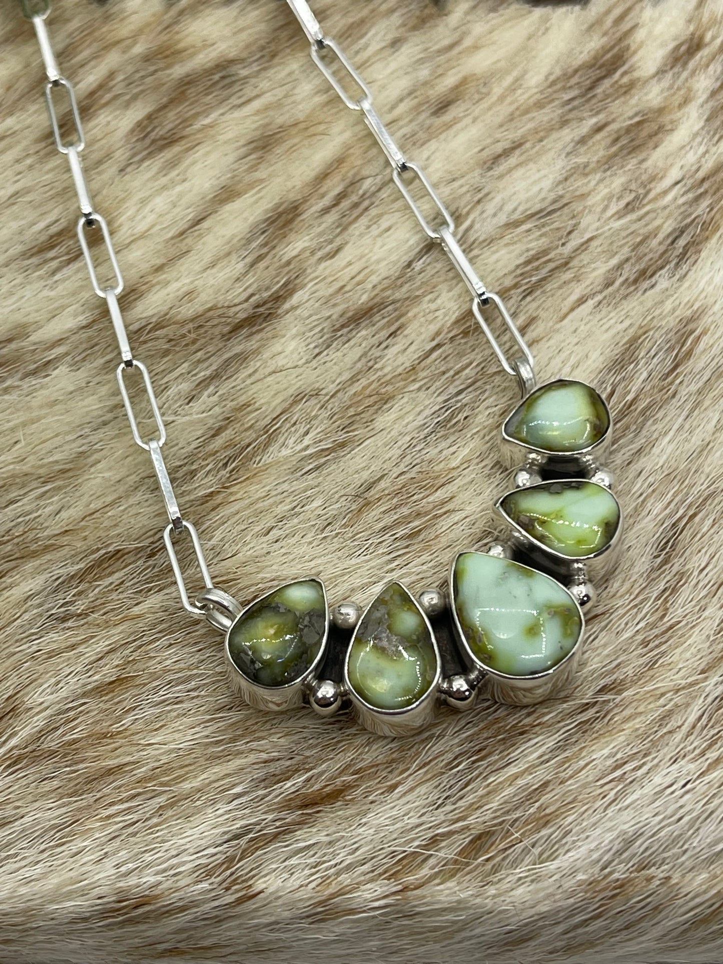 18" 5 Stone Palomino Turquoise Necklace