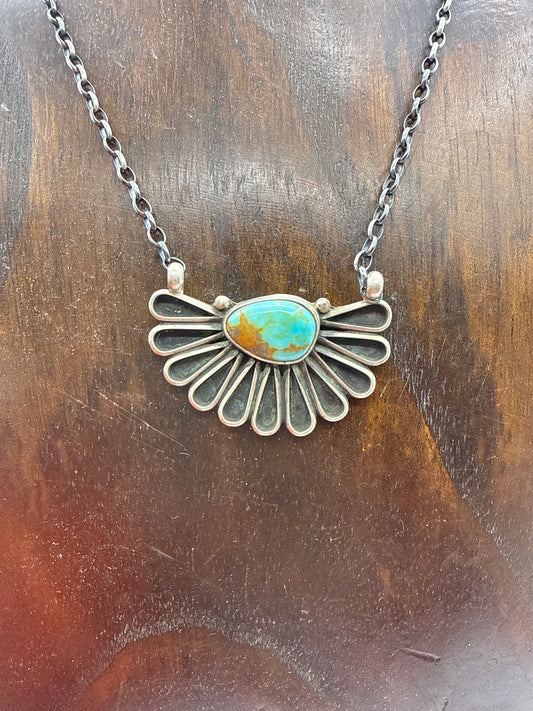 Half Fan with Turquoise by Geraldine James, Navajo
