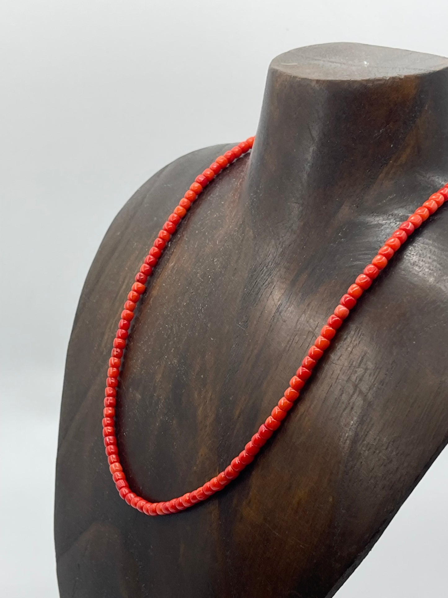 17" Red Coral Beaded Necklace