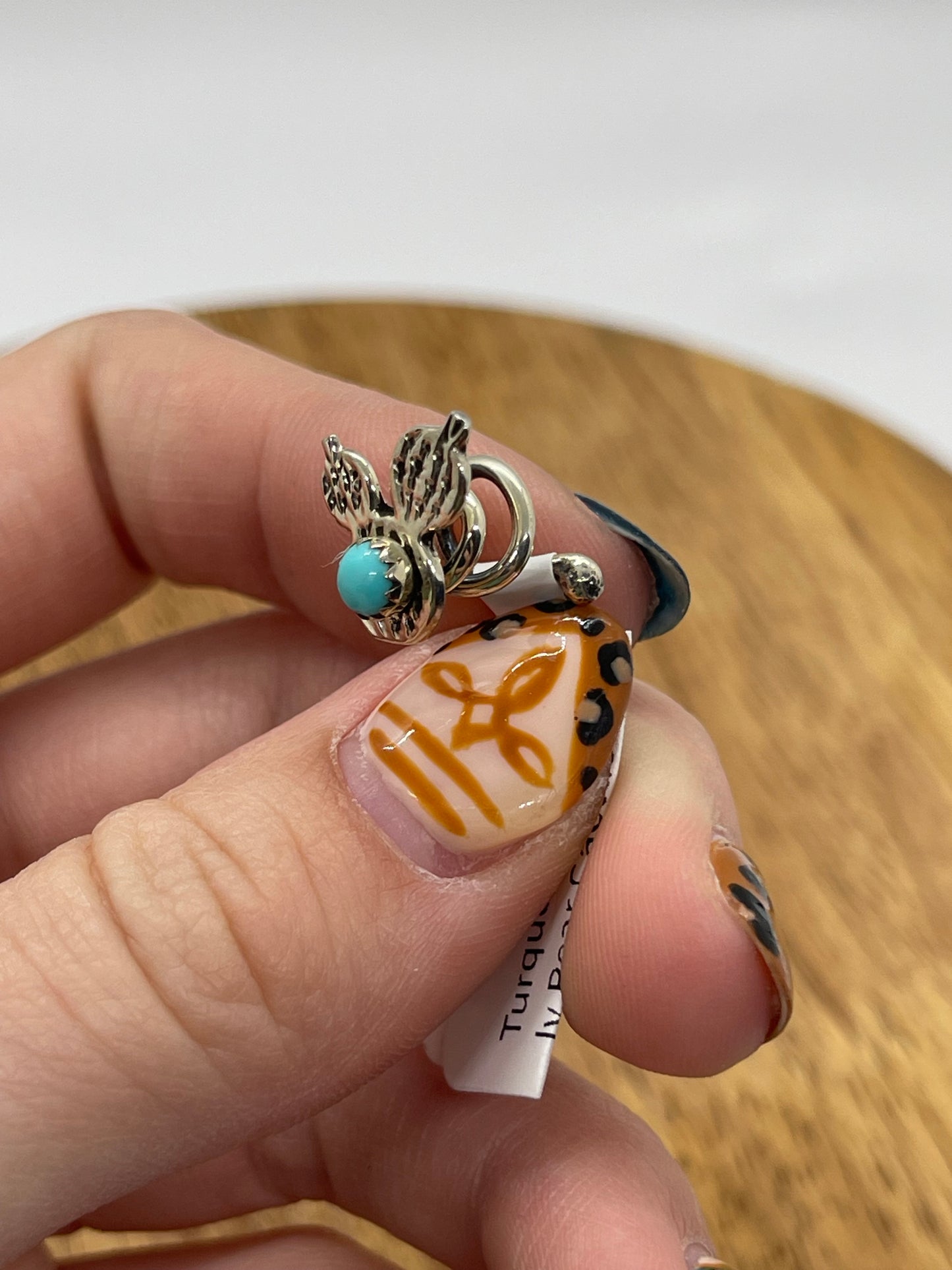 Turquoise Prickly Pear Cactus Hair Charm by Callandra Tulley, Navajo
