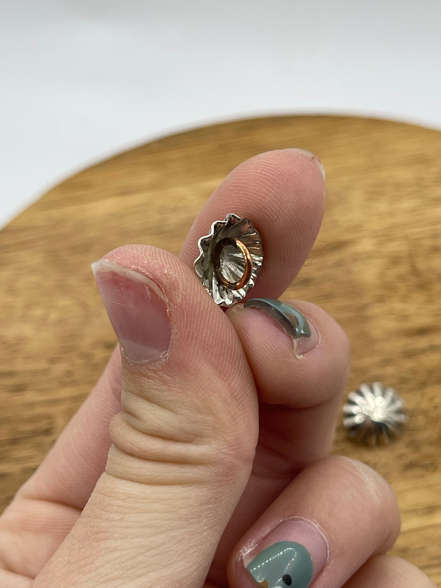 Set of 2 Sterling Silver Concho Buttons by Sally Shurley, Navajo