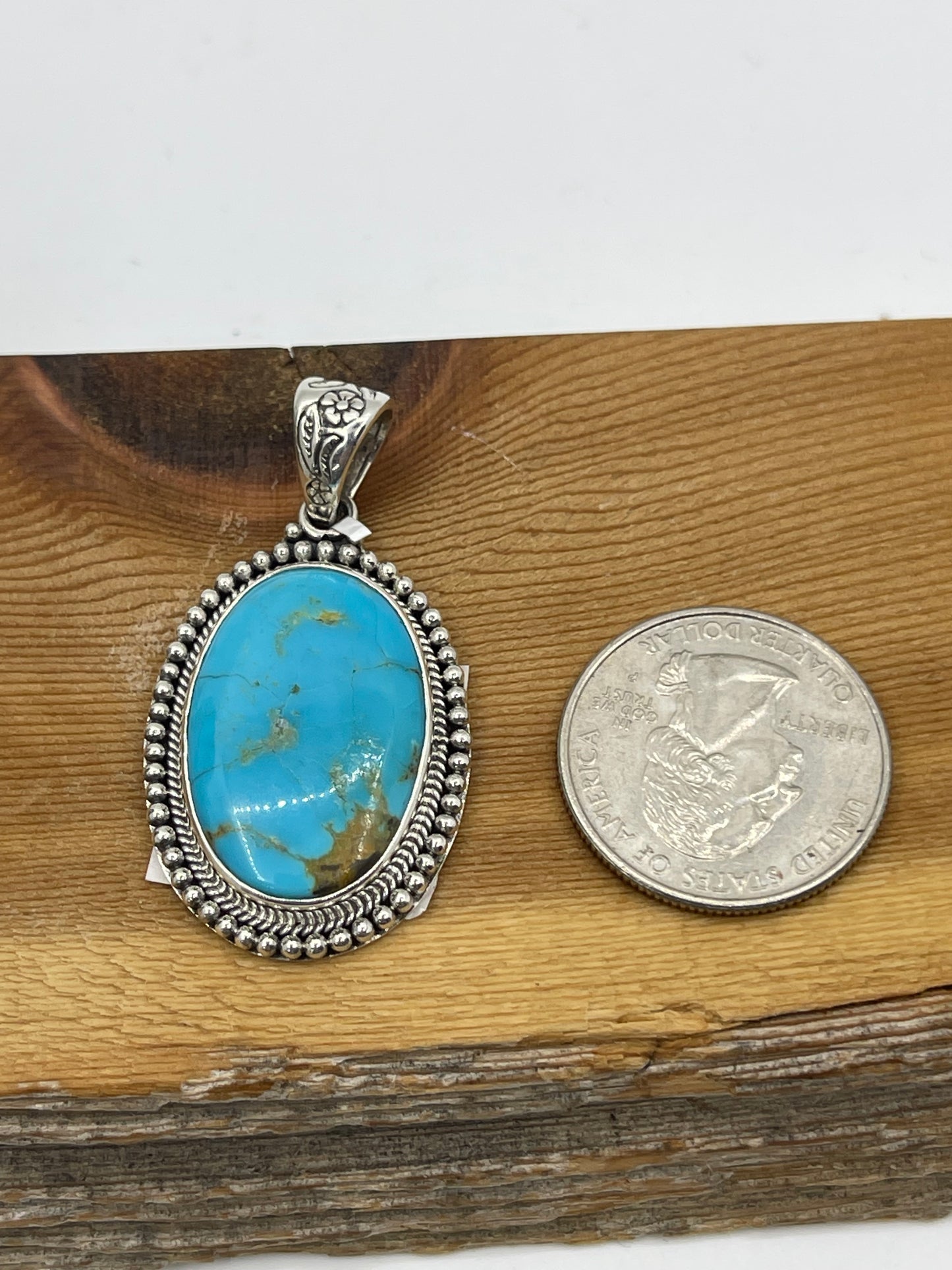 Turquoise Oval Pendant with a 5.8mm Bale
