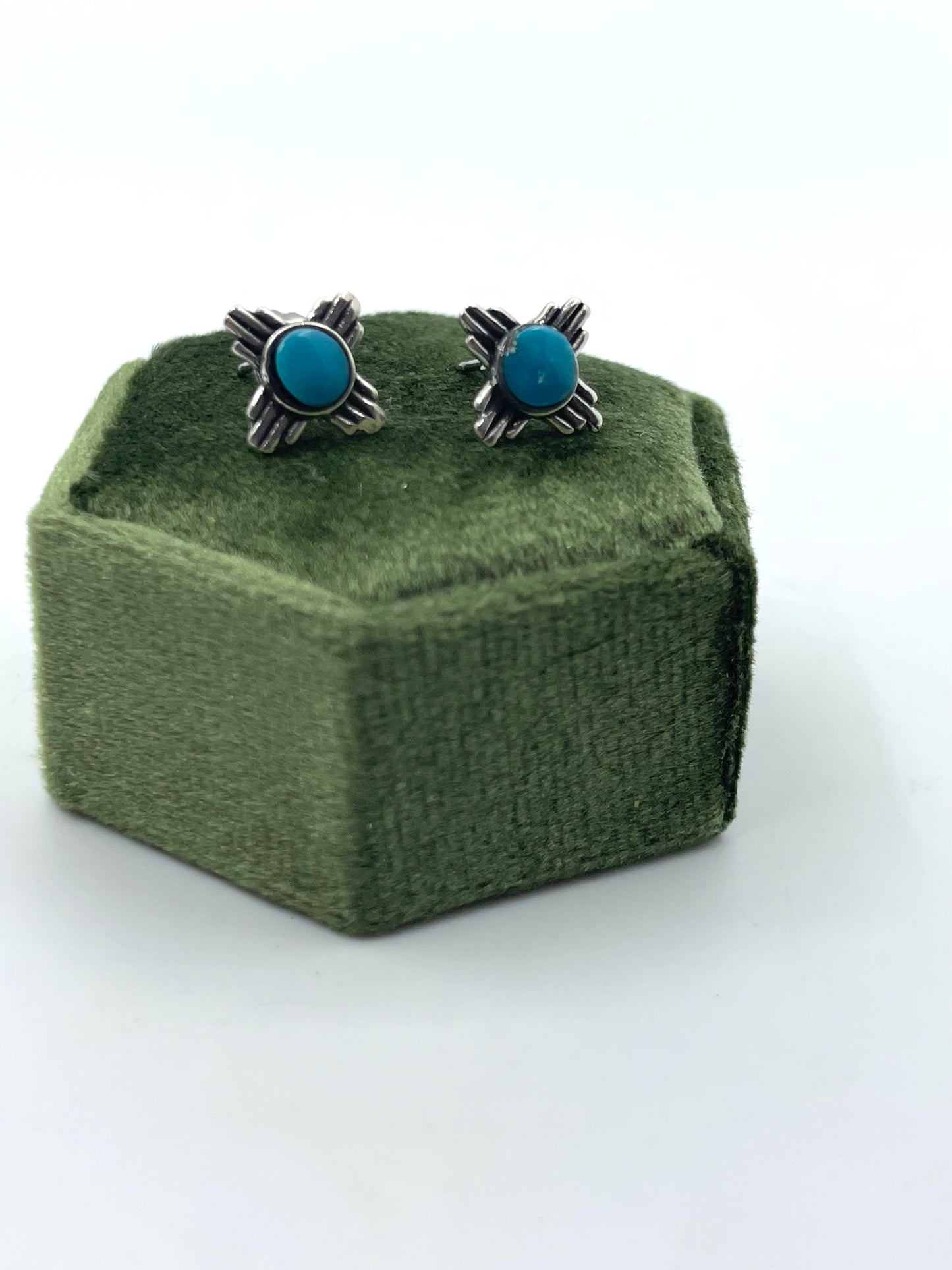Turquoise - Zia Symbol Post 11 mm Earrings by Zia