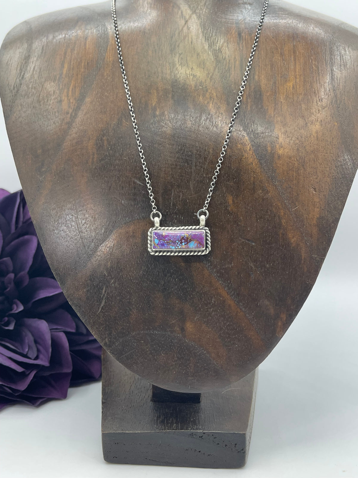 LOT 3 9/20 Purple Mojave 1" Bar Necklace by Johnny Dixon, Navajo