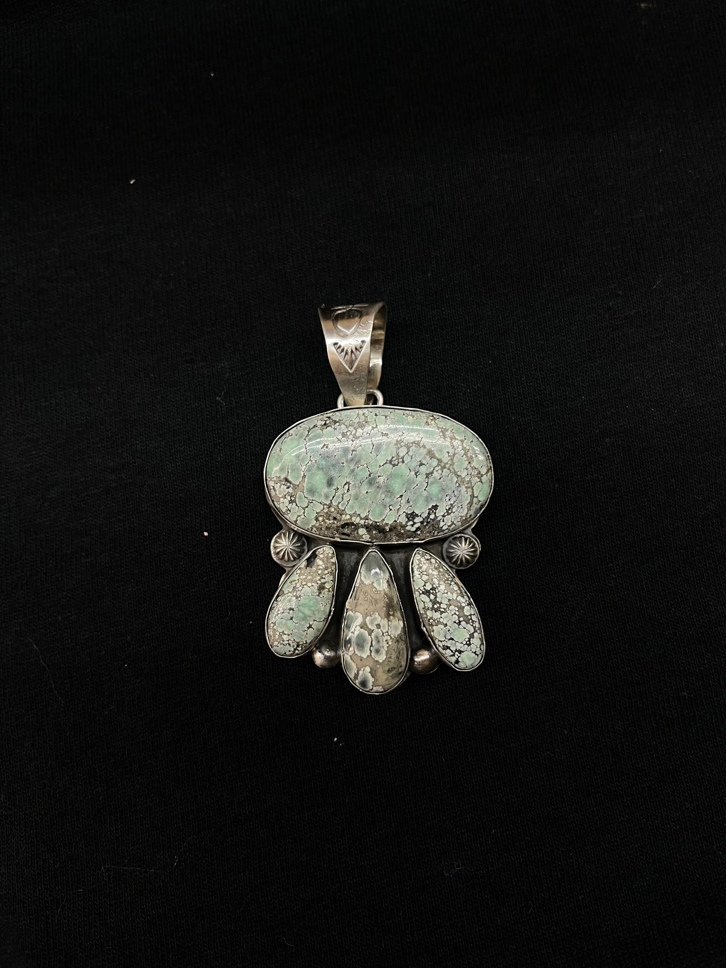 4 Stone Tree Frog Turquoise Pendant with a 14mm Bale by Boyd Ashley, Navajo