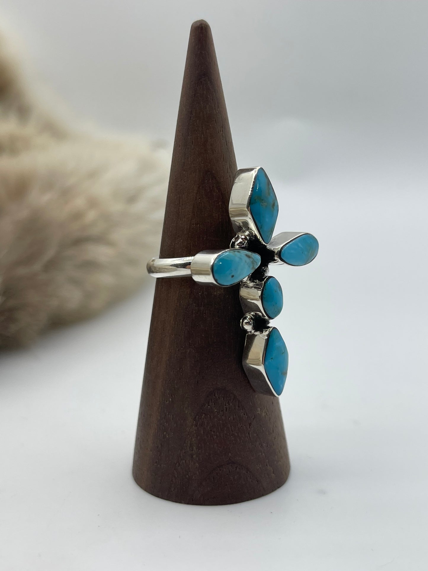 7.0 Blue Cross Turquoise Ring by Harold