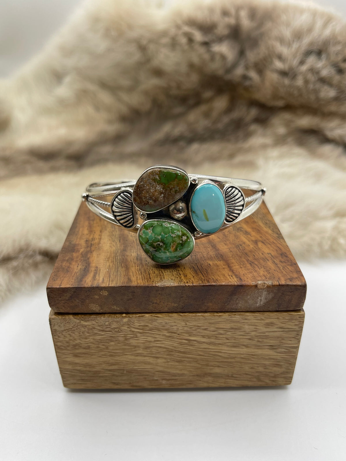 6”-8” 3 Stone Sonoran Gold Turquoise Cuff