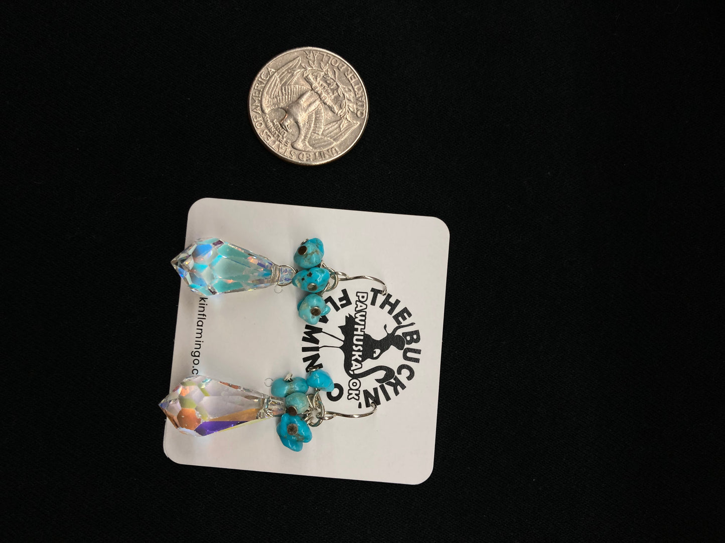 Sleeping Beauty Turquoise Nugget and Swarovski Crystal Dangle Earrings