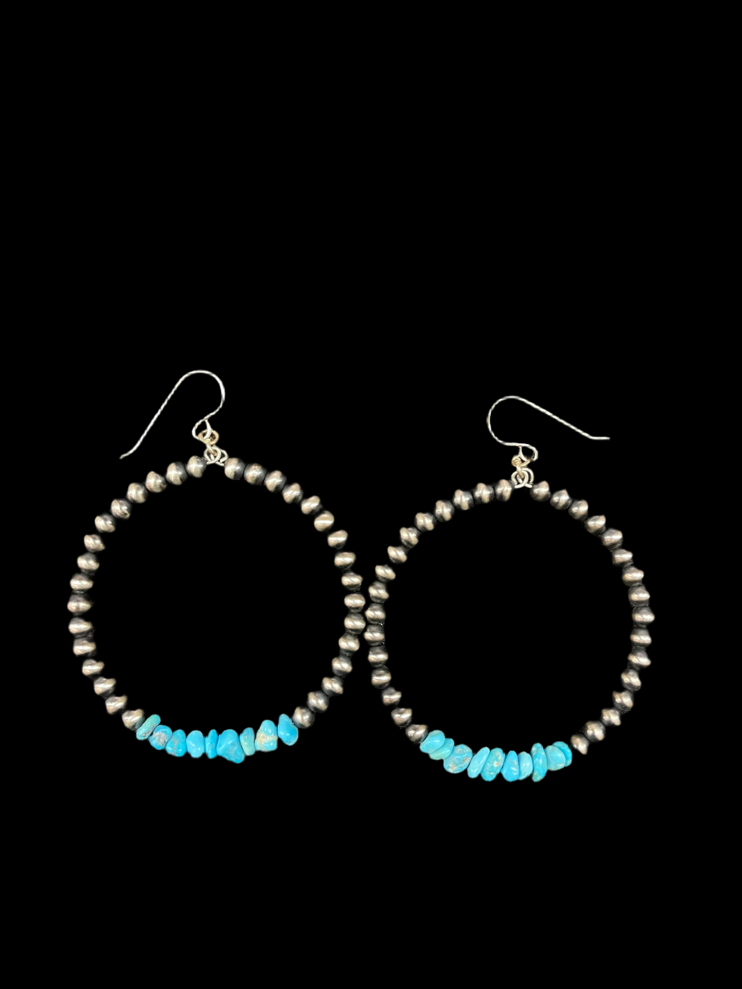 4mm Navajo Pearl Hoops Chunk of Natural Sleeping Beauty