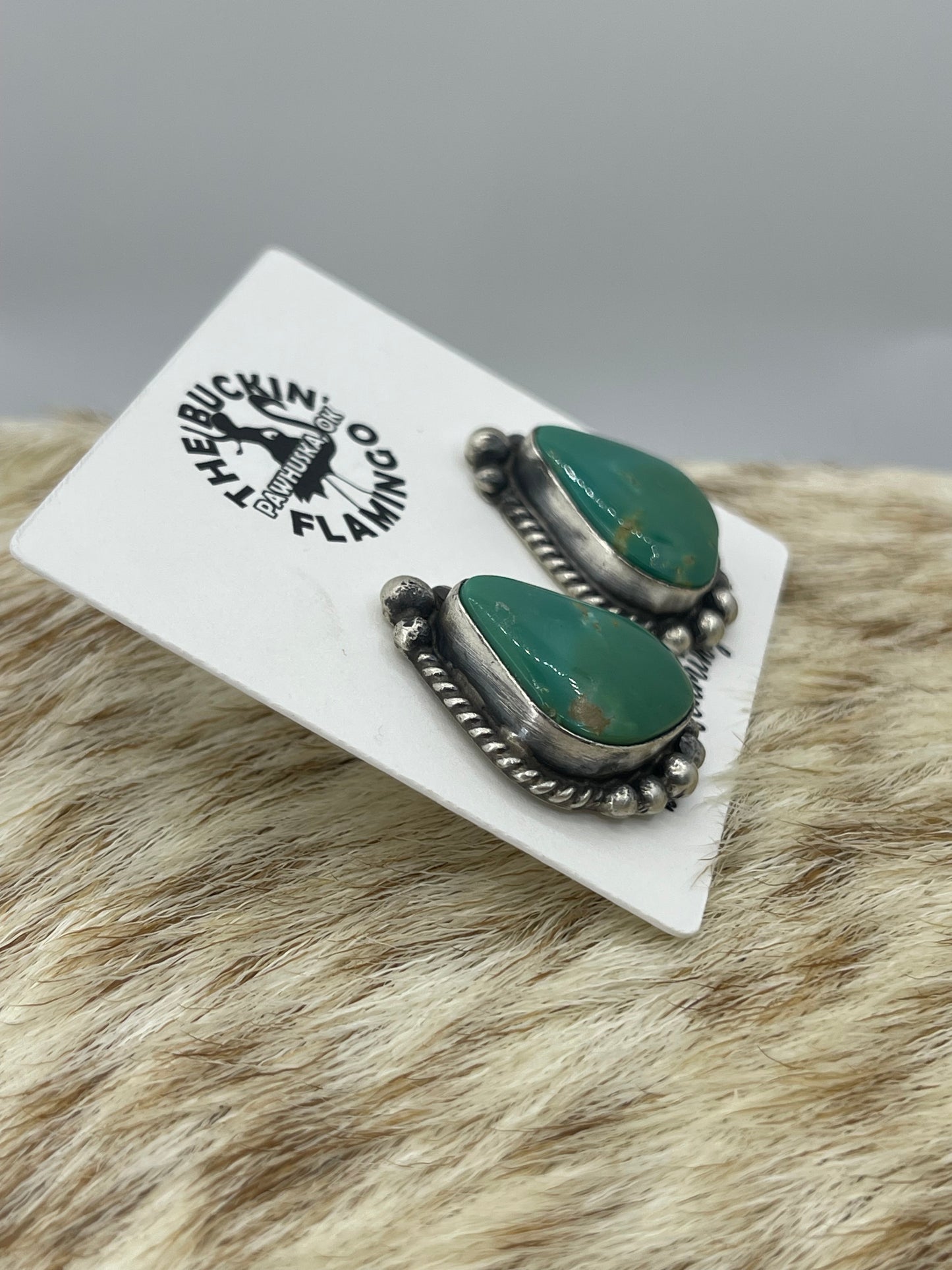 Royston Turquoise Earrings by Elouise Kee, Navajo