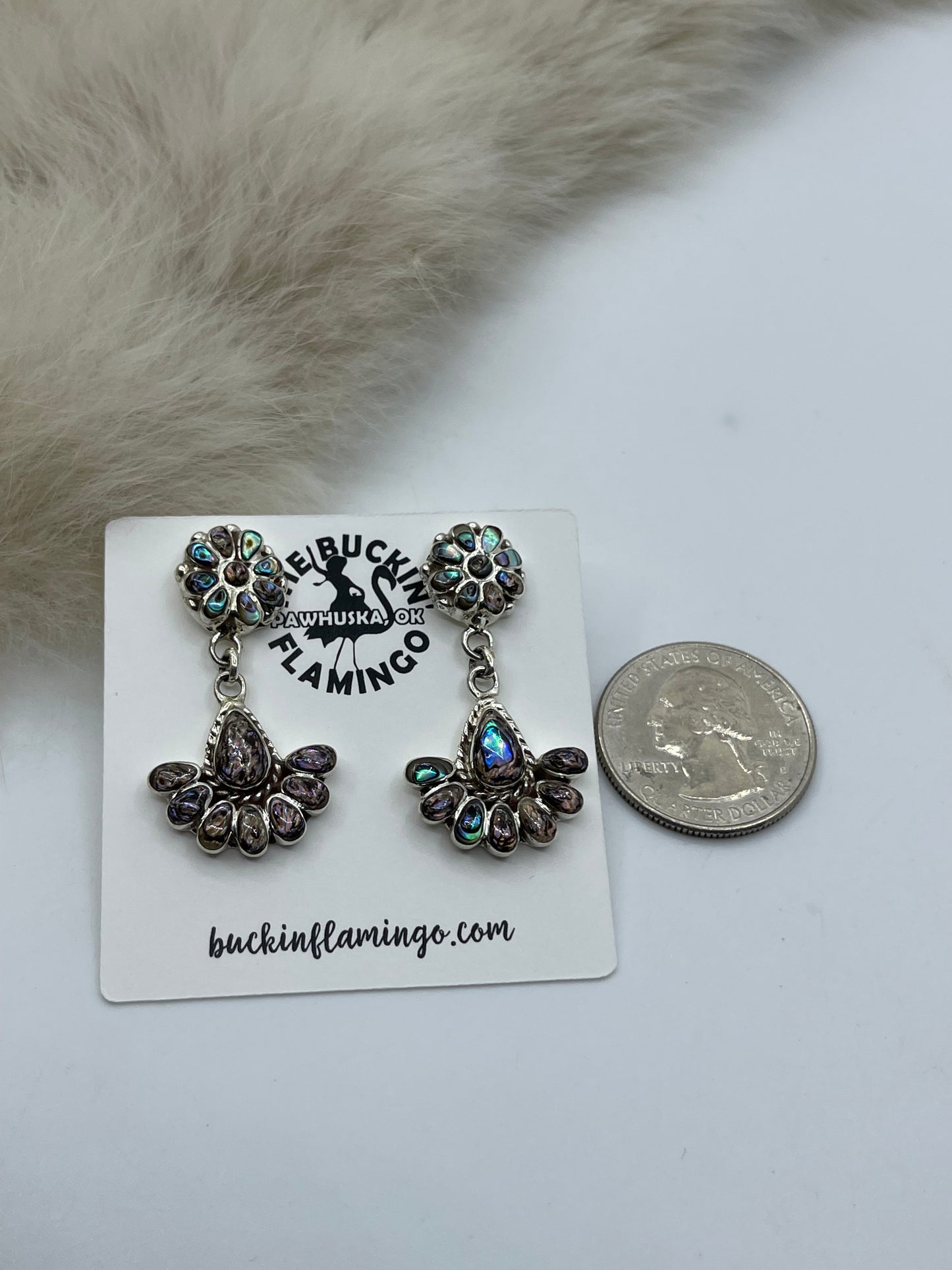 Abalone Shell Post Dangle Earrings
