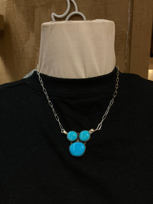 3 Stone 16" Sleeping Beauty Turquoise Necklace by Zia