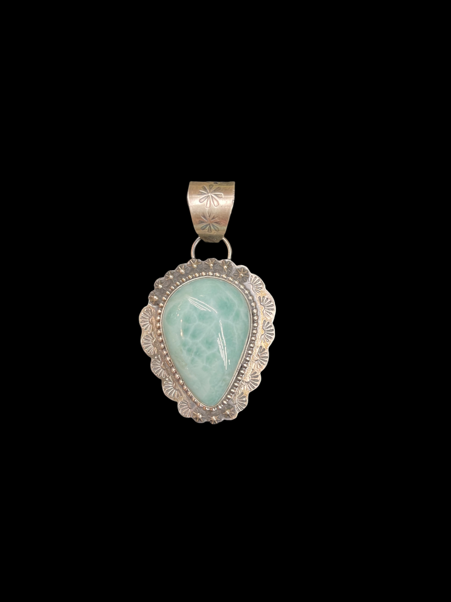 Larimar Turquoise Pendant by Gilbert Nez, Navajo