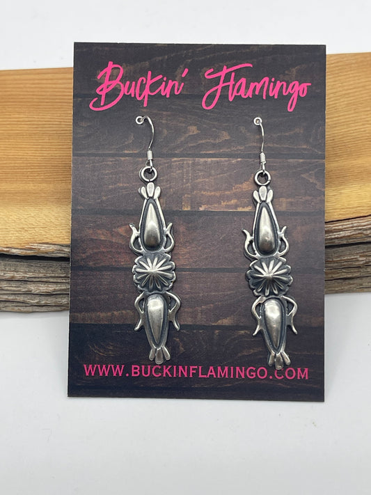 Sterling Silver 2 1/2" Dangle Earrings by Bobby Platero, Navajo