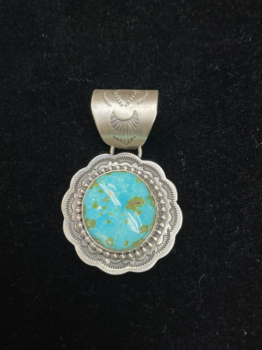 12.8mm Bale Sonoran Gold Turquoise Pendant by Gilbert Platero, Navajo