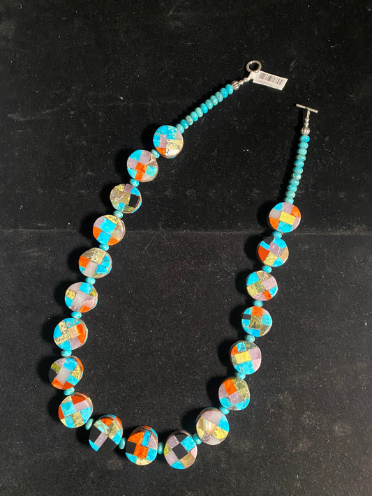 Reversible Paper Thin Lapidary Circles Necklace by Charles Bird