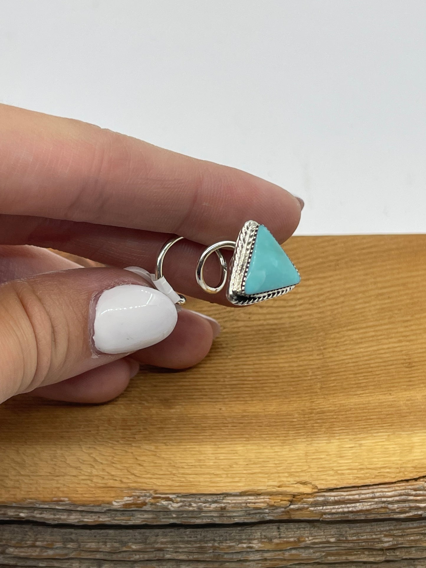 Turquoise Triangle Hair Screw In Pin by Leona Delgarito, Navajo