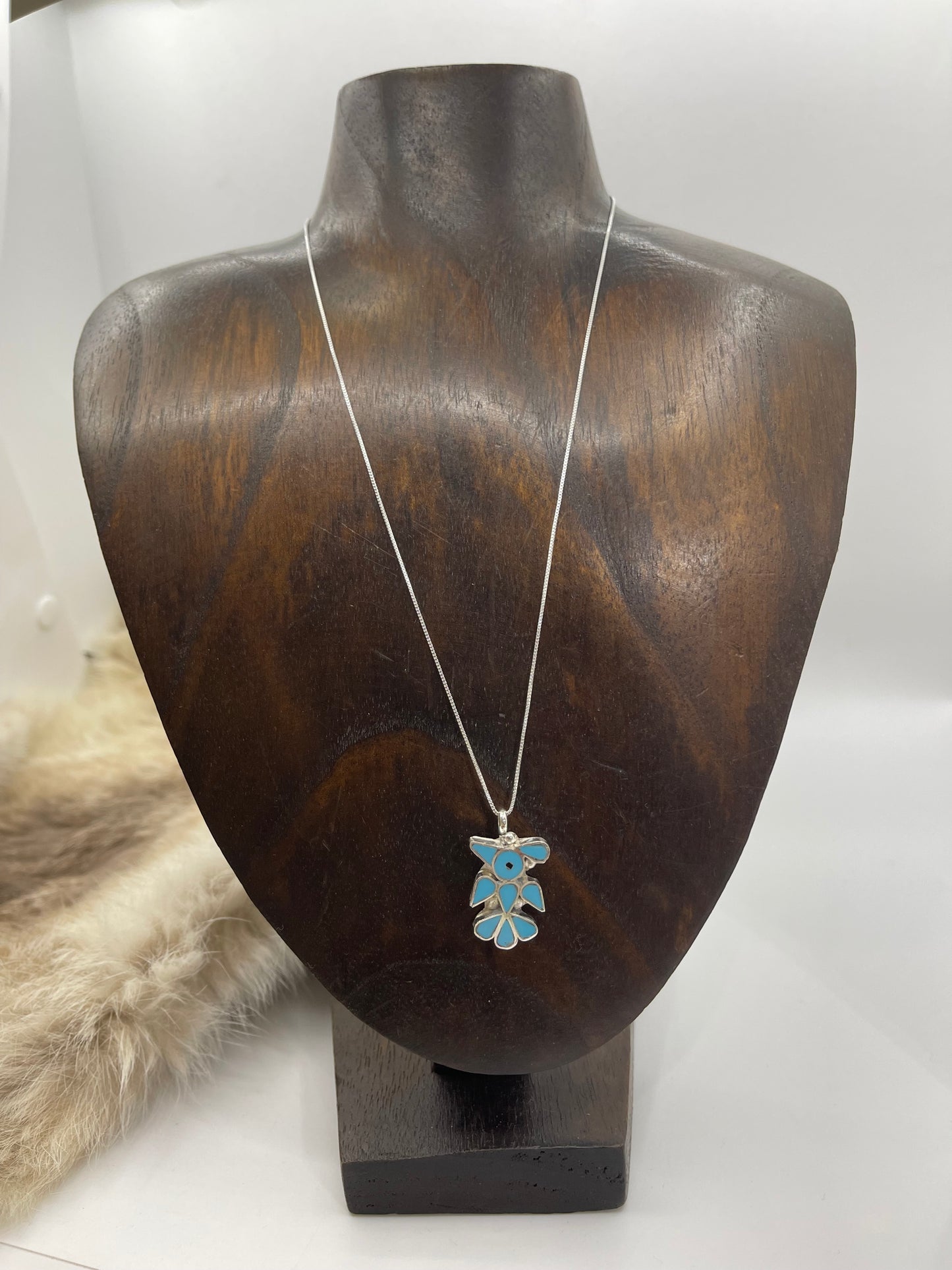 18" Turquoise Inlay Peyote Bird By Pino Yazzie, Zuni