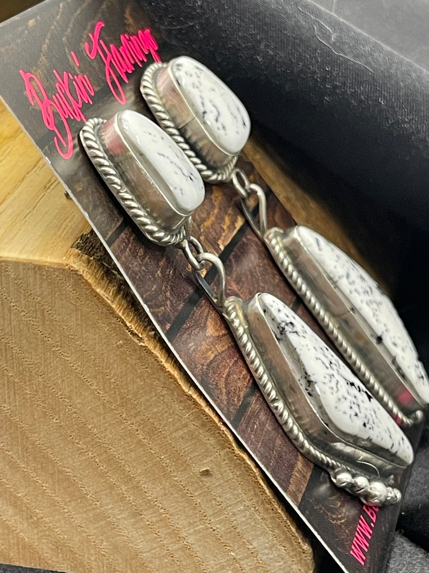 White Buffalo Double Dangle Earrings