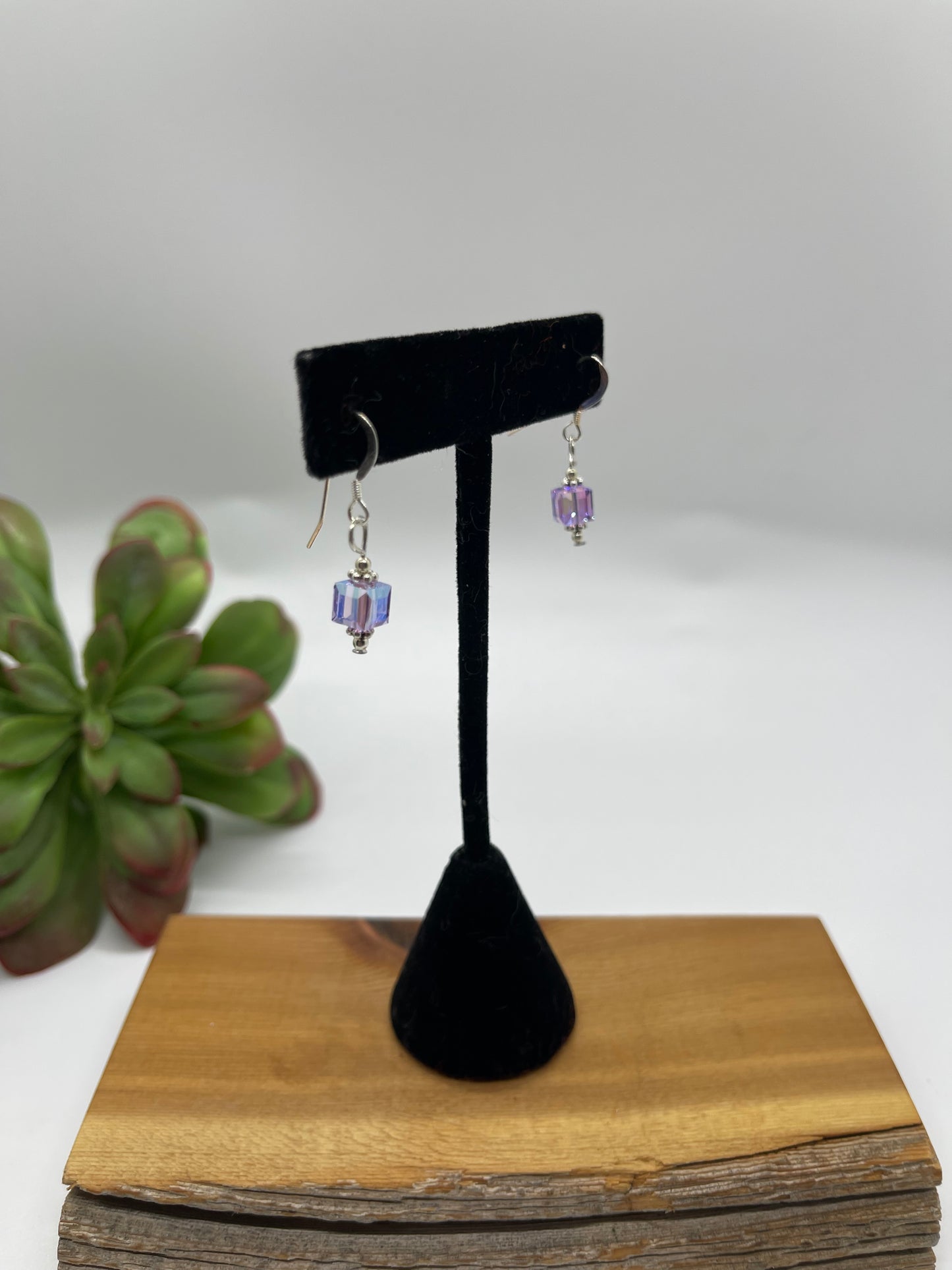 Pinky Purple Swarovski Crystal Dangle Earrings