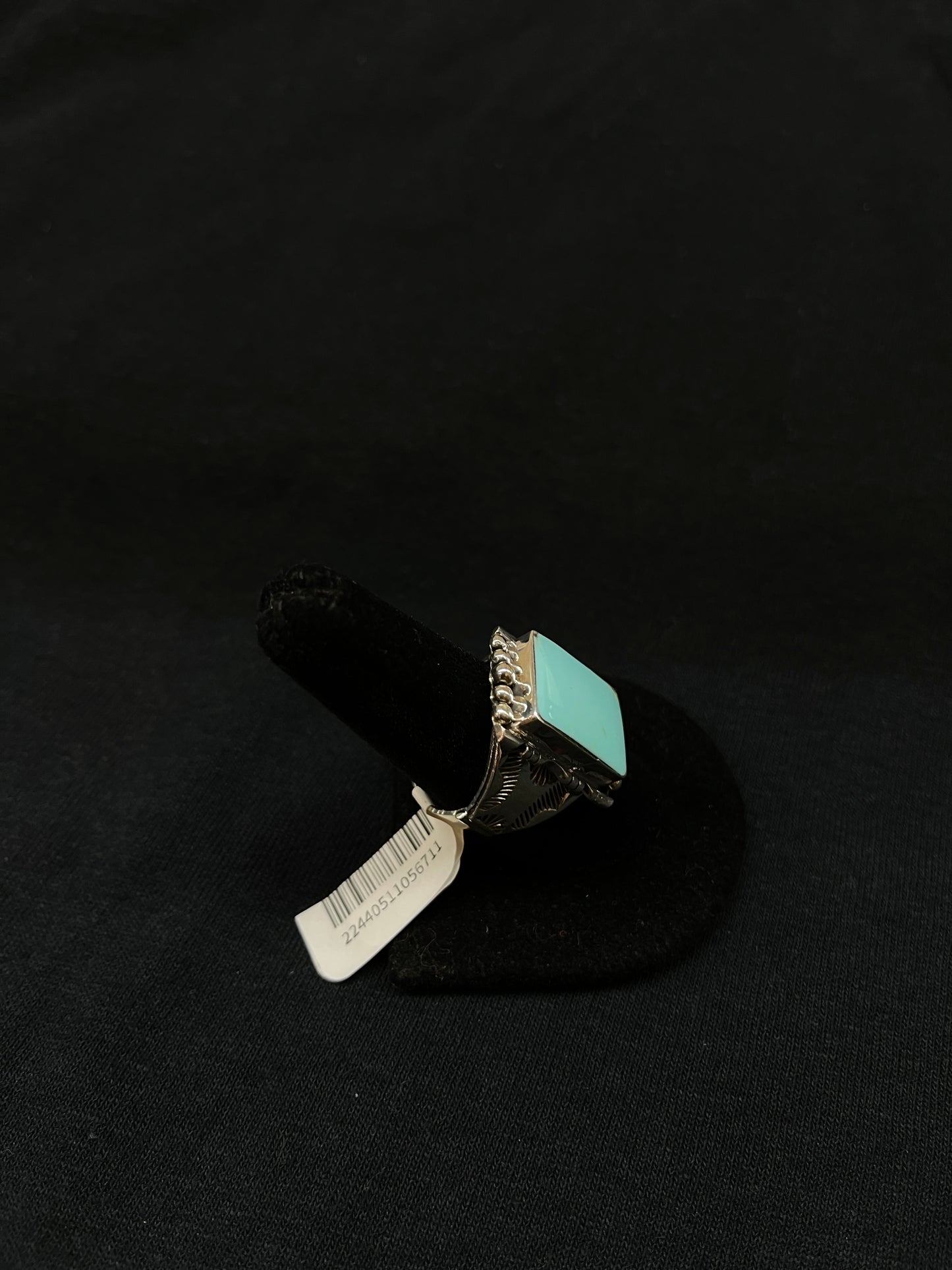 10.0 Kingman Turquoise Rectangle Ring by Phyllis A. Smith, Navajo