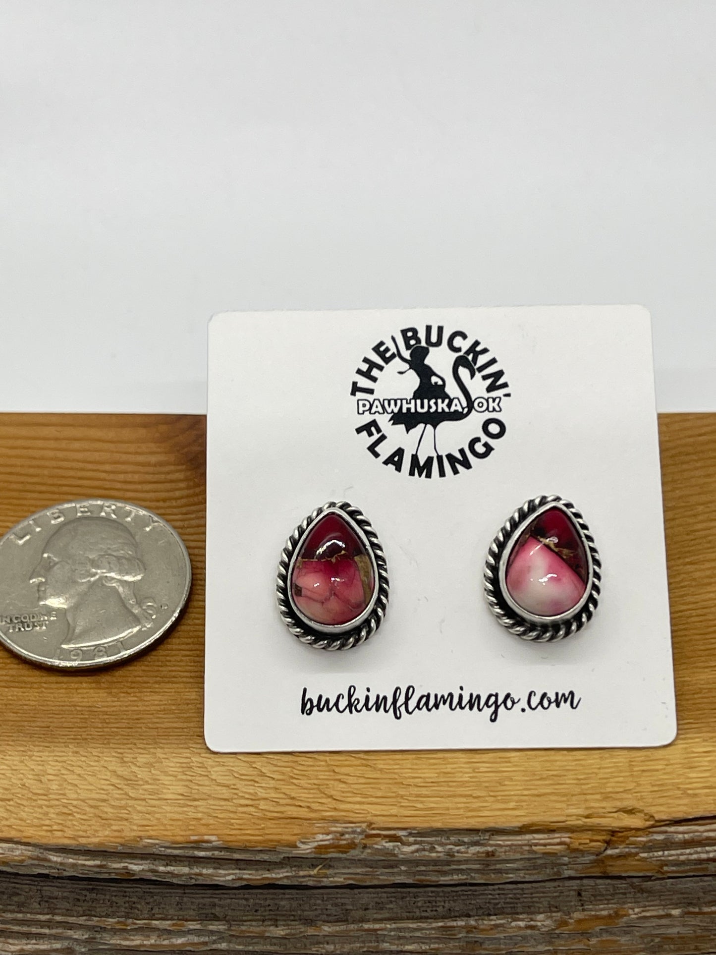 Dahlia Rose Teardrop Post Earrings by Judith Dixon, Navajo