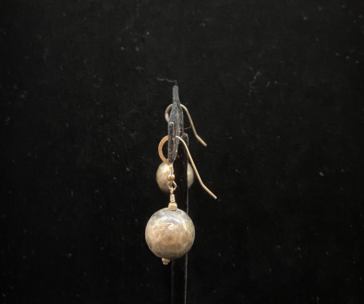 17" 8mm Navajo Style Pearl with Textured Sterling Silver Beads Earring and Necklace Set