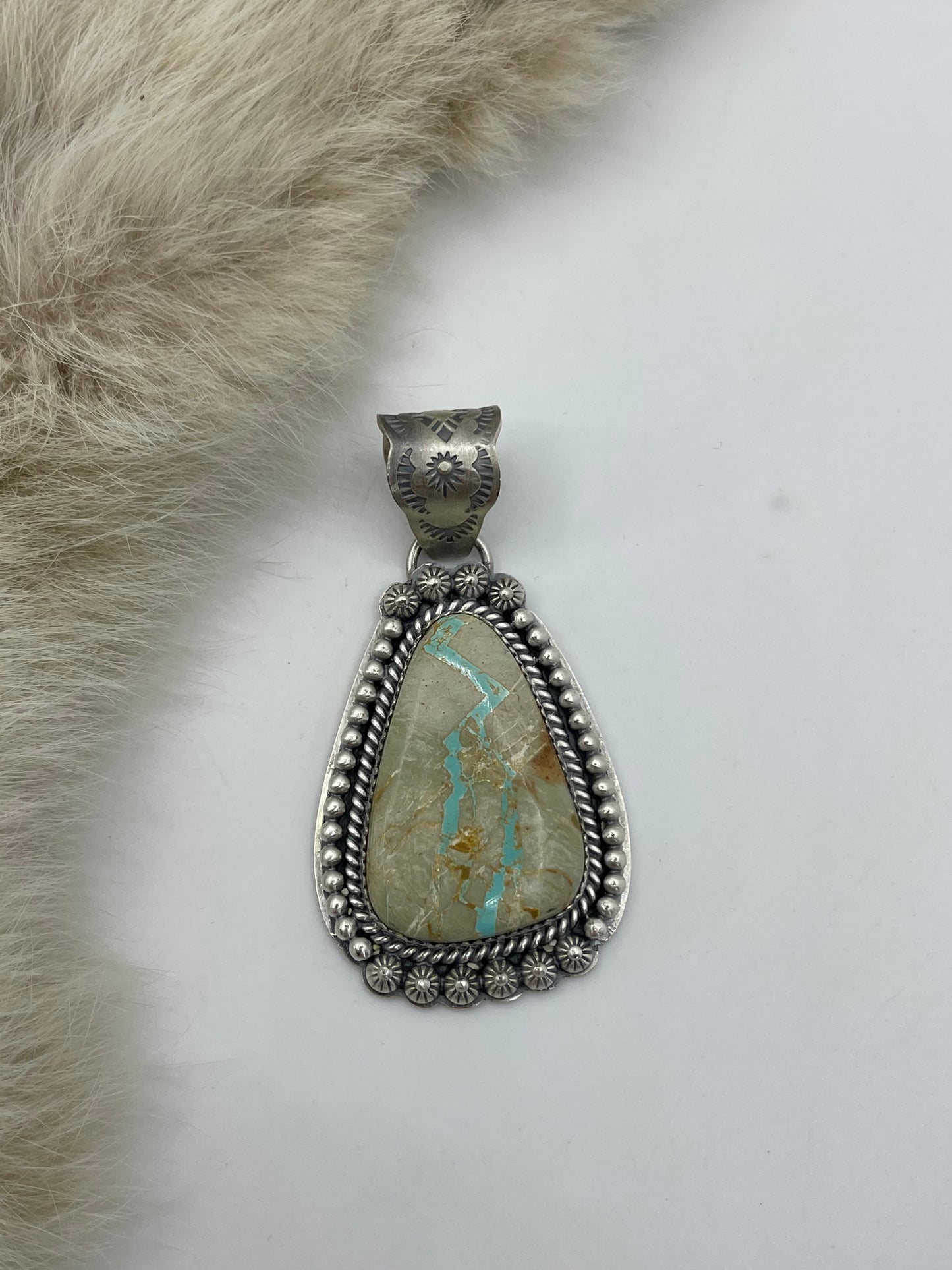 Boulder Ribbon Turquoise Pendant by Jeff Largo, Navajo
