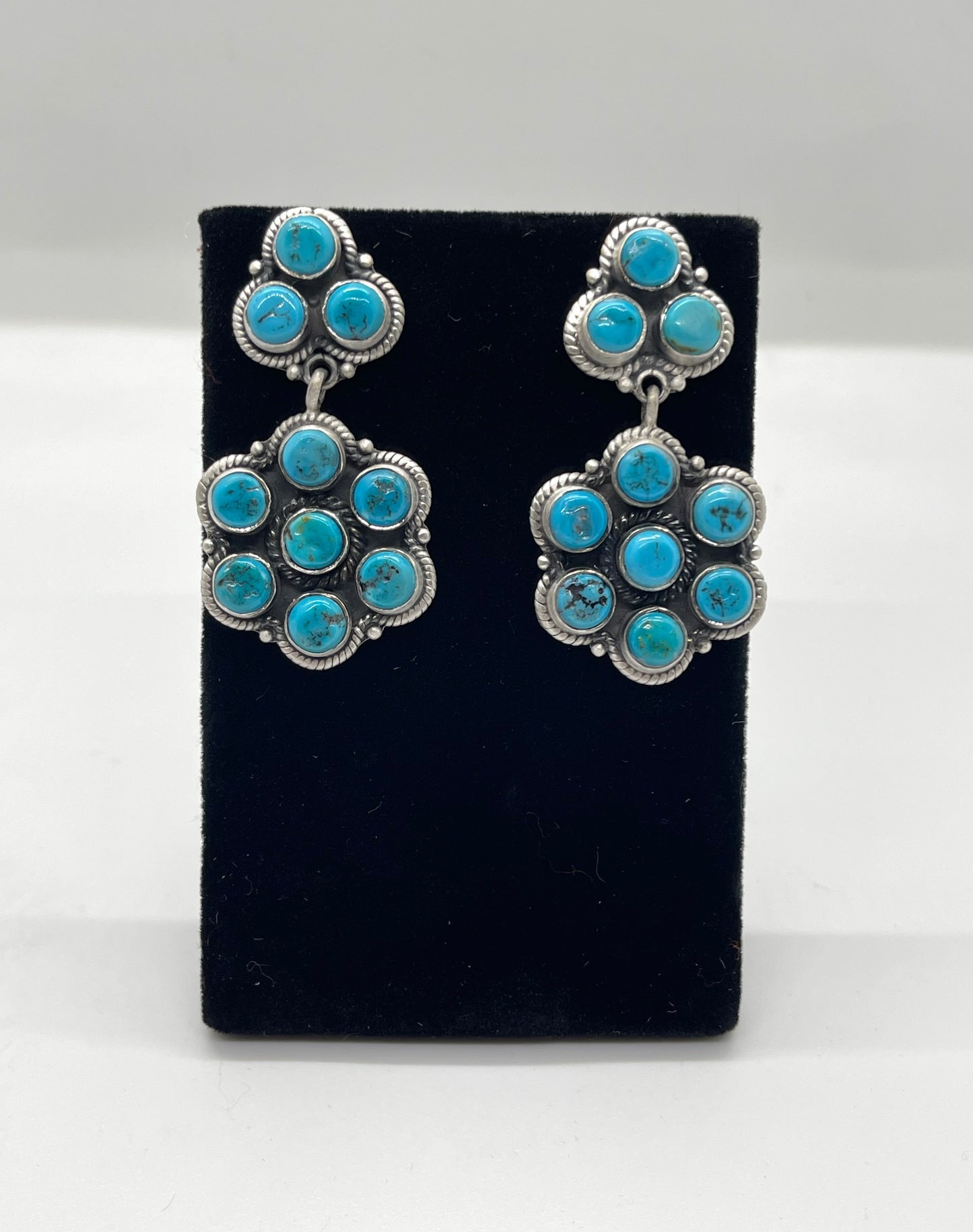 Sleeping Beauty Turquoise Cluster Post Dangle Earrings by Zia