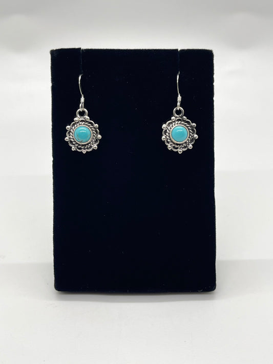 Turquoise Circle Earrings by Emery Spencer, Navajo