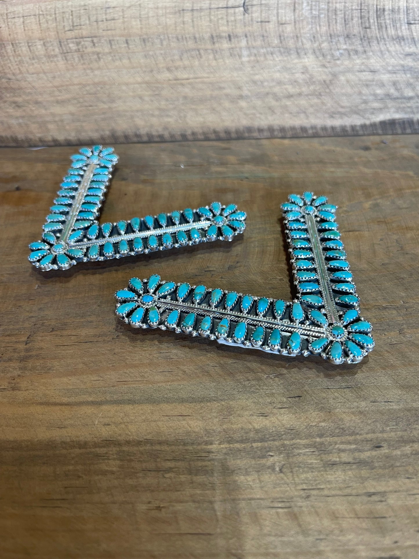 LOT 2 1/4 Multiple Stone Kingman Turquoise Collar Tips by Zeita Begay, Navajo