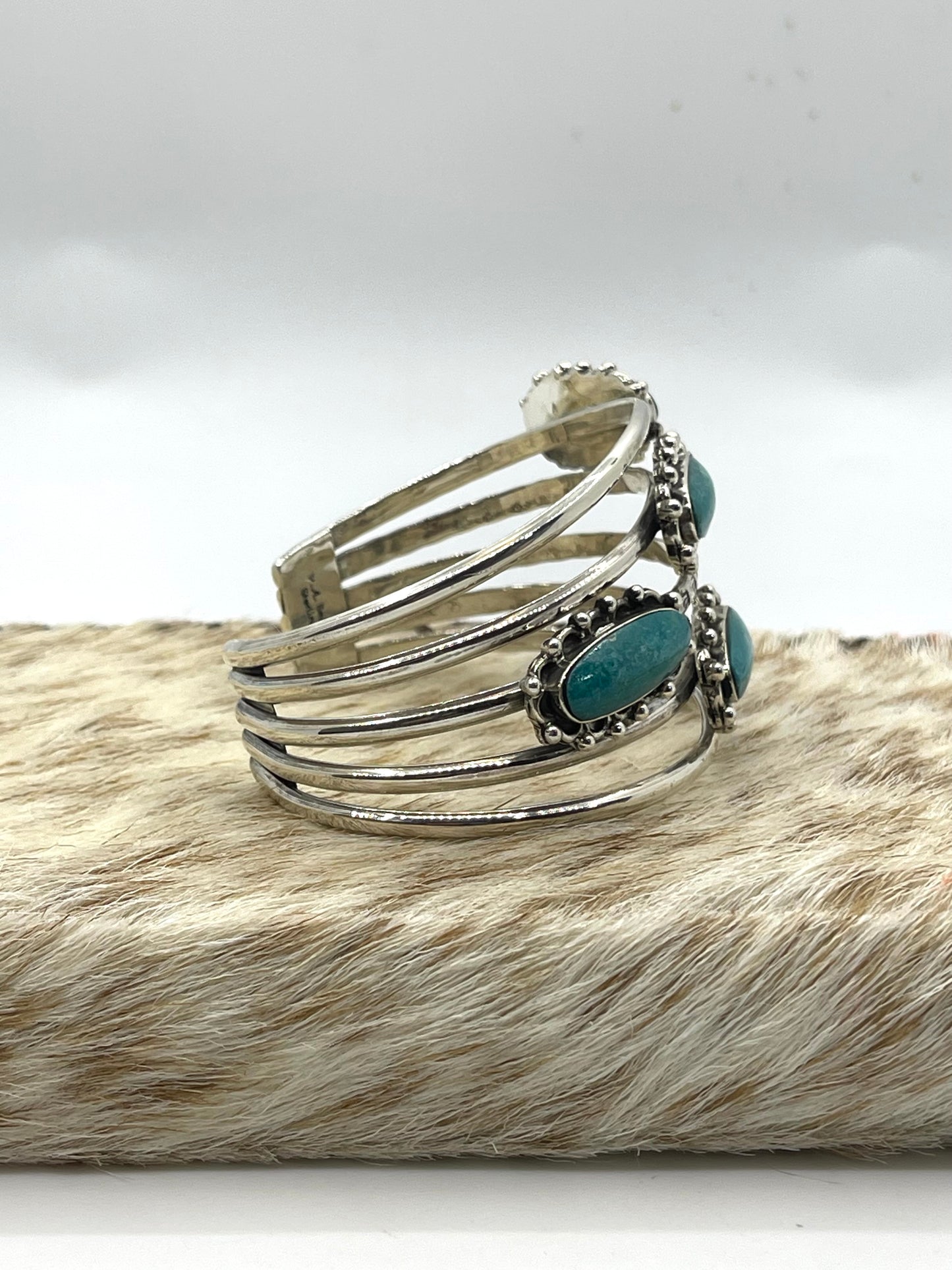 6.5”-7” 5 Stone Turquoise 5 Band Cuff by Patrick A. Smith, Navajo