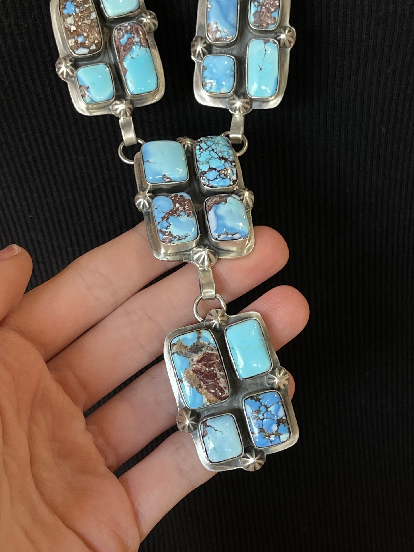 28"+3 1/2" Golden Hills Turquoise Lariat Necklace by Gabby Jurado, Mexican