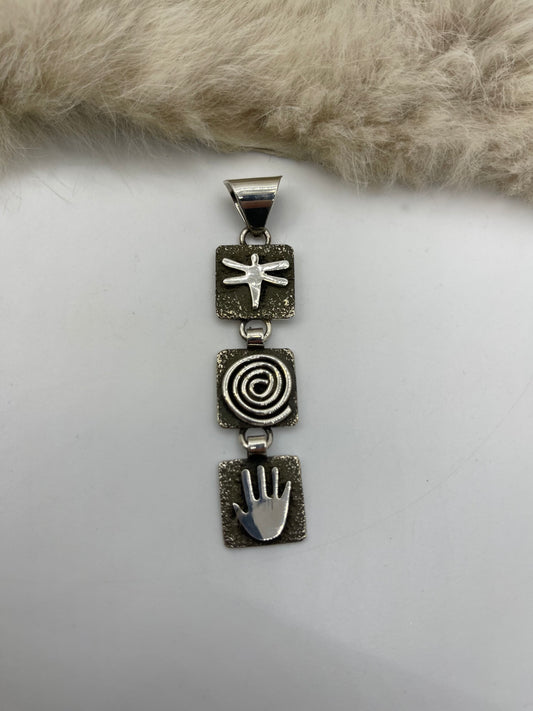 7mm Bail Triple Dangle Mini Petroglyph Pendant by Alex Sanchez, Navajo