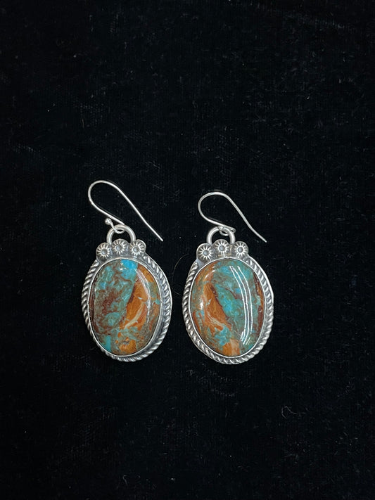 Thunderbird Turquoise Dangle Earrings by Boyd Ashley, Navajo