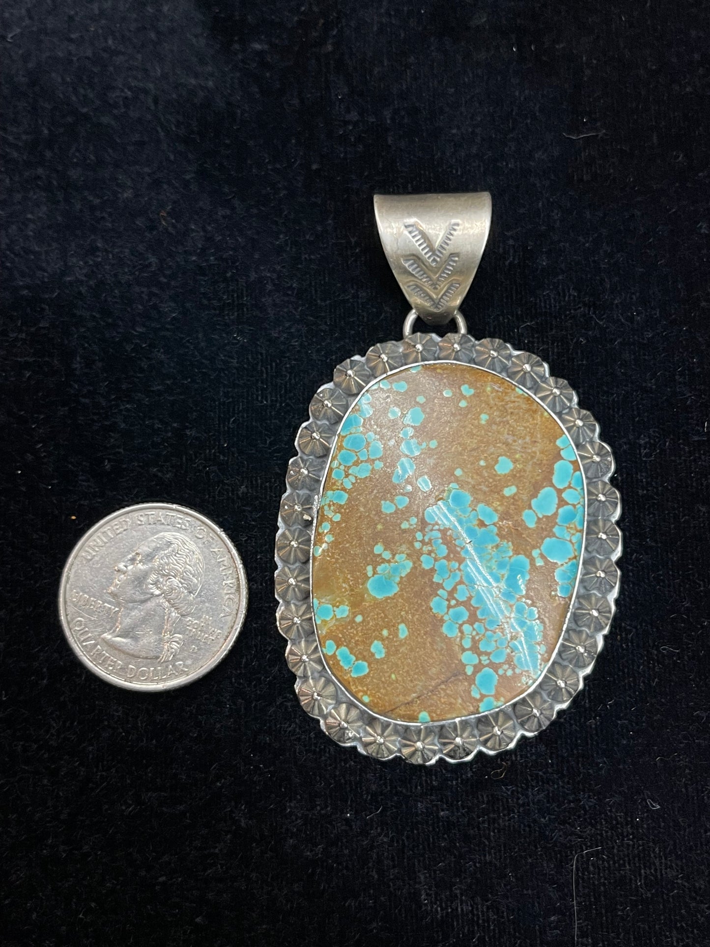 10mm Bale #8 Turquoise Pendant by Ned Nez, Navajo