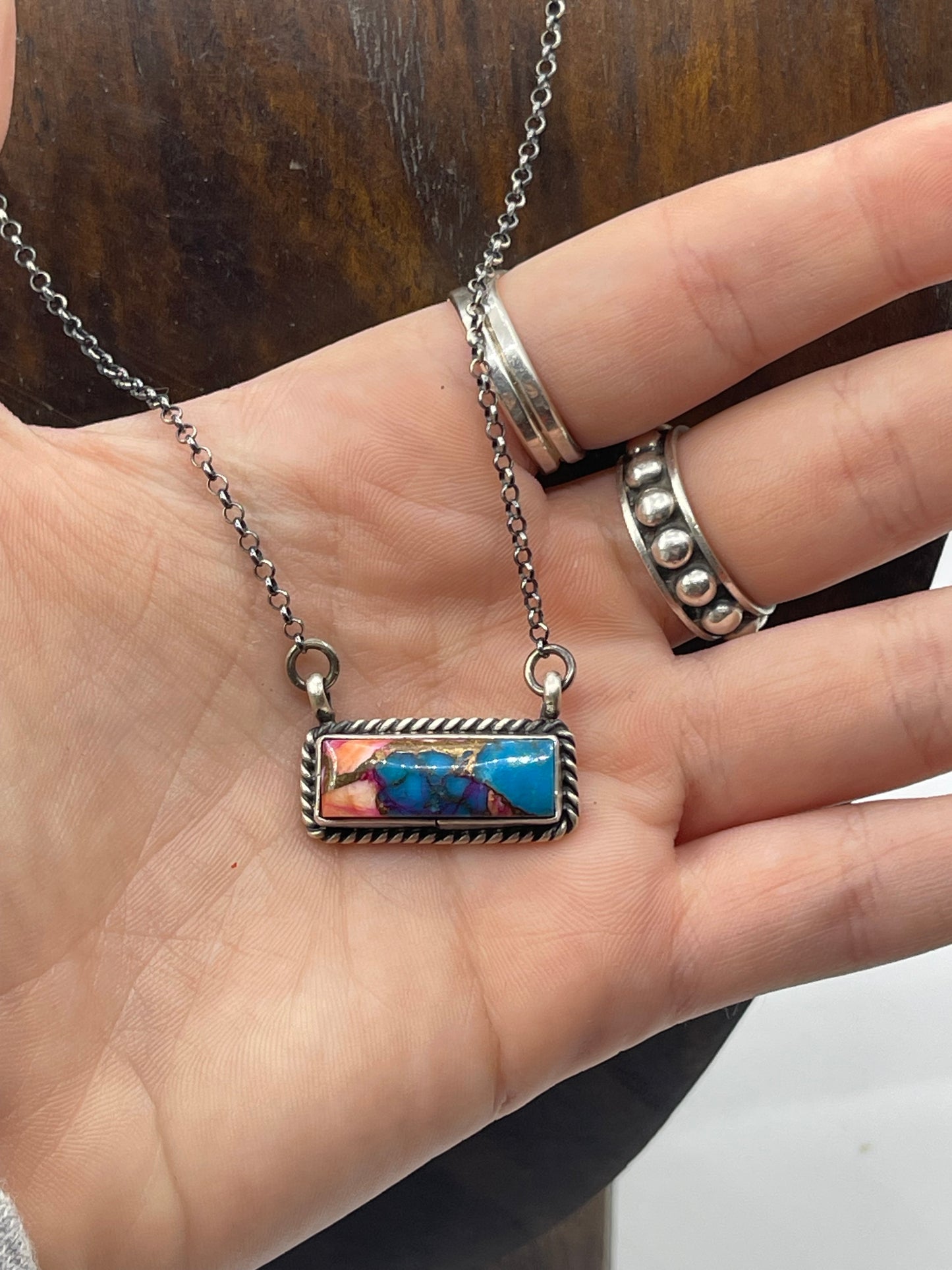 Spiney Turquoise Bar Necklace by Donovan Skeets ,Navajo