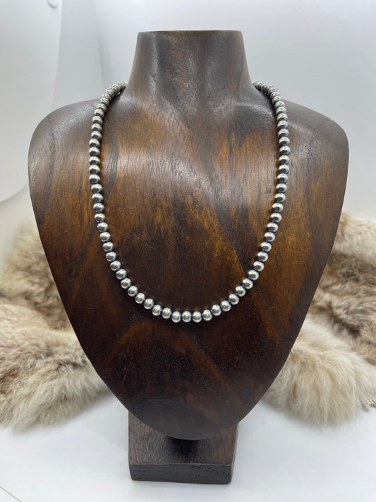 18” 6 mm Navajo Style Pearls Strung by Louise Jo, Navajo