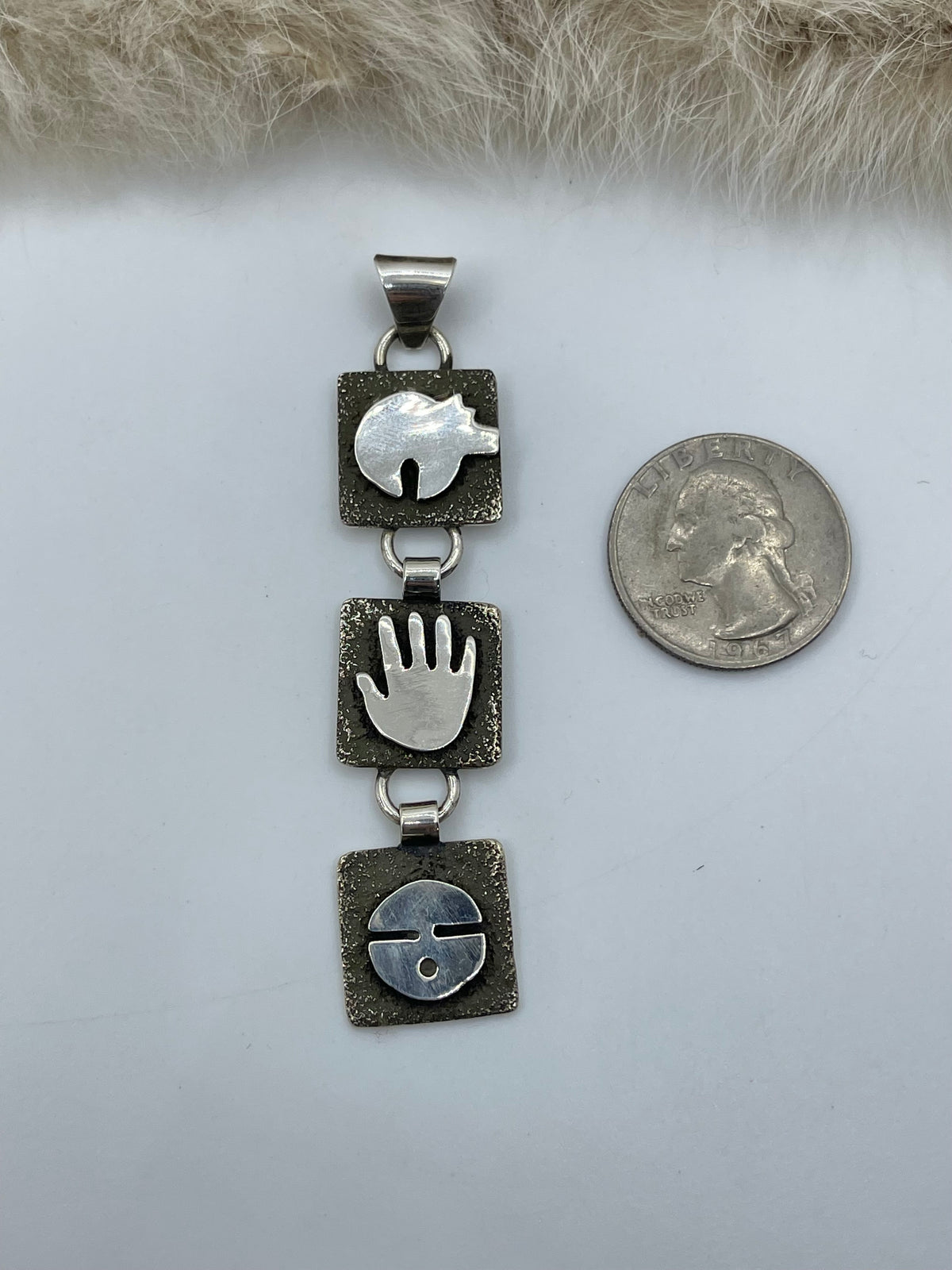 Triple Dangle Mini Petroglyph Pendant by Alex Sanchez, Navajo